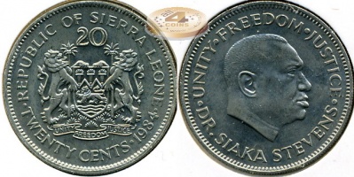 Сьерра Леоне. 20 центов. 1984 (Unc)