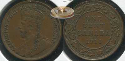 Канада. 1 цент. 1914 (aUnc/Unc)