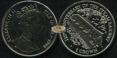 Остров Мэн. Монета 1 крона. 1998 (KM#878. Unc) Железная дорога горы Пилатус (Пилатусбан)