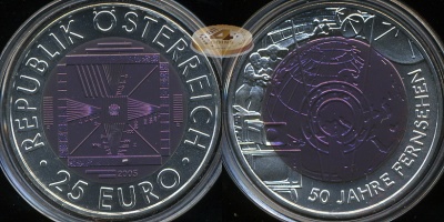 Австрия. 25 евро. 2005 (Unc. Биметалл (Серебро/Ниобий))