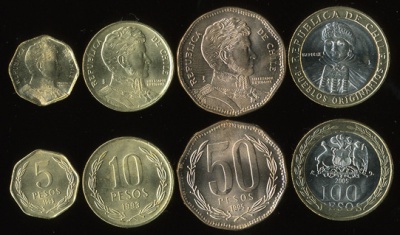 Чили. Набор №3 (4 монеты. 1 биметалл) 1993-2005