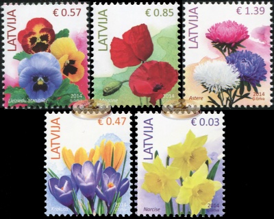 Латвия. 2014. Цветы (Серия. MNH OG)