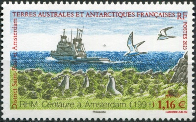 ФЮАТ. 2023. RHM "Centaure" на острове Амстердам, 1991 (Почтовая марка. MNH OG)