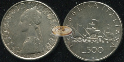 Италия. 500 лир. 1961.R (Unc. Серебро)