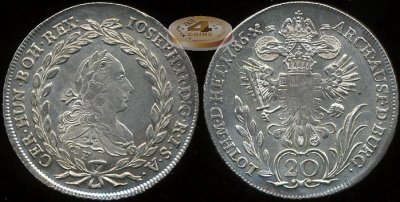 Священная Римская империя. 20 крейцеров. 1786 (XF. Серебро)