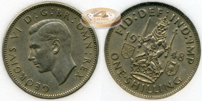 Великобритания. 1 шиллинг. 1948 (Unc++ [MS-65]. Слаб)