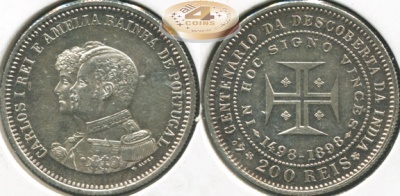 Португалия. 200 рейс. 1898 (aUnc. Серебро)