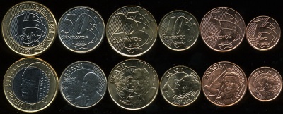 Бразилия. Набор №3 (6 монет. 1 биметалл) 2000-02