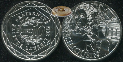 Франция. 10 евро. 2012 (Unc. Серебро)