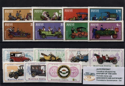 Венгрия. Тематический набор. История Автомобиля (15 шт., MNH OG) 1970-75