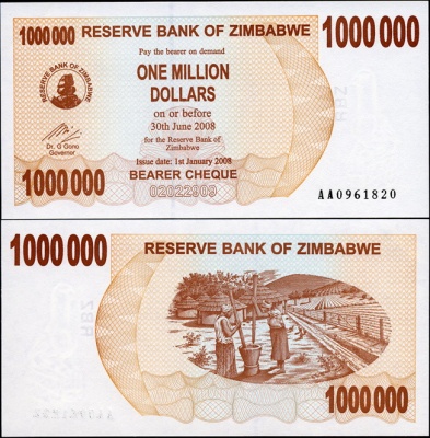 Зимбабве. 1000000 долларов (Unc) 2008