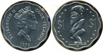 О-ва Кука. 1 доллар. 1992 (Unc)