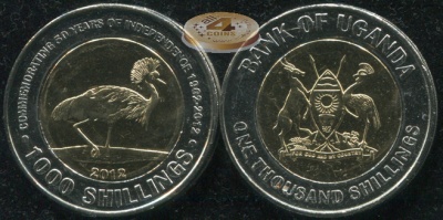 Уганда. 1000 шиллингов. 2012 (Unc. Биметалл)