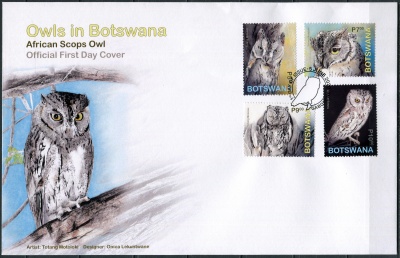 Ботсвана. 2020. Африканская совка (Otus senegalensis) (Конверт Первого Дня. Mint)