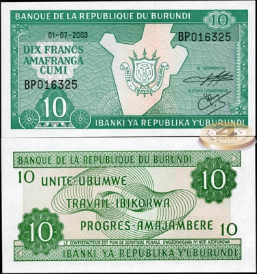Бурунди. 10 франков (Unc) 2003