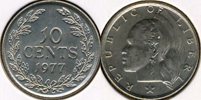 Либерия. 10 центов. 1977 (Unc)