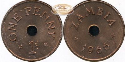 Замбия. 1 пенни. 1966 (Unc)