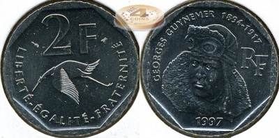 Франция. 2 франка. 1997 (Unc)