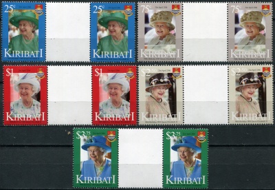 Кирибати. 2016. 90-летие королевы Елизаветы II (Серия гаттер-пар. MNH OG)
