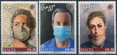 Мальта. 2021. COVID-19 : Спасибо медицинским работникам (Серия Почтовых марок. MNH OG)