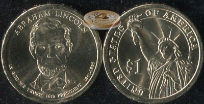 США. 1 доллар. 2010.P (Unc) Авраам Линкольн