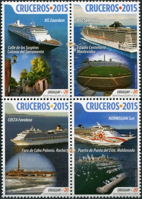 Уругвай. 2015. Круизные лайнеры (Квартблок. MNH OG)