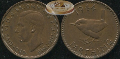 Великобритания. 1 фартинг. 1944. (VF+)