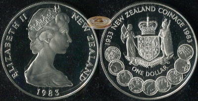 Новая Зеландия. 1 доллар. 1983 (Proof. Серебро)