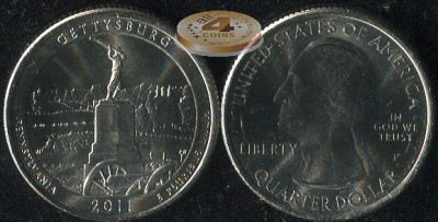 США. Квотер (25 центов). 2011.P (Unc) Gettysburg