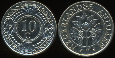 Нидерландские антиллы. 10 центов. 1990 (Unc)