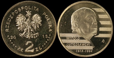 Польша. 2 злотых. 2013 (Unc) 100 лет со дня рождения Витольда Лютославского.