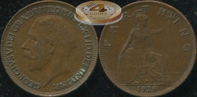 Великобритания. 1 фартинг. 1928. (aUnc)