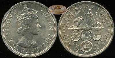 Британские Карибские Штаты. 50 центов. 1955 (XF+)