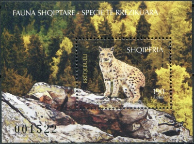 Албания. 2017. Обыкновенная рысь (Lynx lynx) (Почтовый блок. MNH OG)