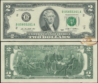 США. 2 доллара (Unc) 2009.B