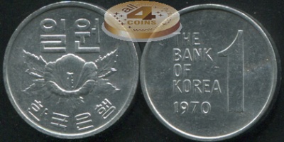 Корея Южная. 1 вон. 1970 (Unc)