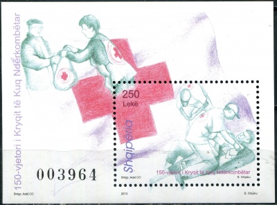 Албания. 2013. 150-летие Международного Красного Креста (Почтовый блок. MNH OG)