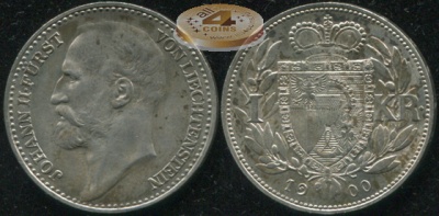Лихтенштейн. 1 крона. 1900 (aUnc. Серебро)