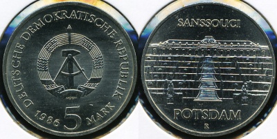 Германия (ГДР). 5 марок. 1986 (Unc)