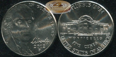 США. 5 центов. 2012.P (Unc)