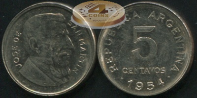 Аргентина. 5 центаво. 1954 (XF)