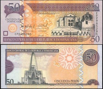 Доминиканская республика Банкнота 50 песо доминикано 2011 Unc Бумага Кат# P.83b