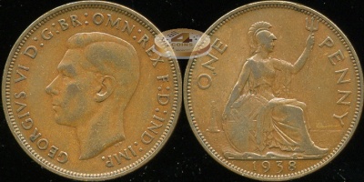 Великобритания. 1 пенни. 1938 (aXF)