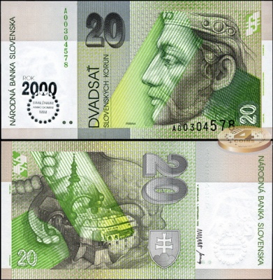 Словакия. 20 крон (Unc) 1993