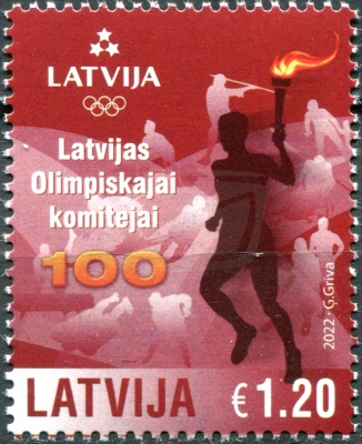 Латвия. 2022. 100-летие Латвийского олимпийского комитета (Почтовая марка. MNH OG)