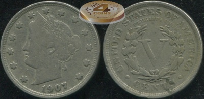 США. 5 центов. 1907 (aVF)
