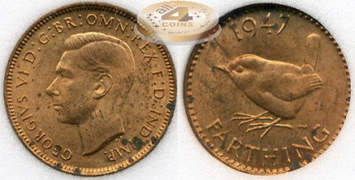 Великобритания. 1 фартинг. 1947 (BU+ [MS-67]. Слаб)