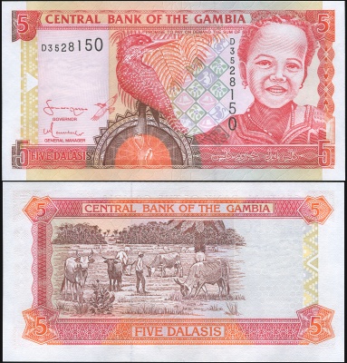 Гамбия. Банкнота 5 даласи. ND (2005). Unc. Бумага. Кат# P.20c