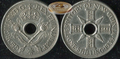 Британская Новая Гвинея. 1 шиллинг. 1936 (aUnc. Серебро)