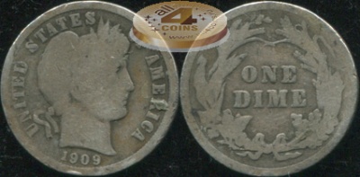 США. 10 центов (Дайм). 1909 (G. Серебро)